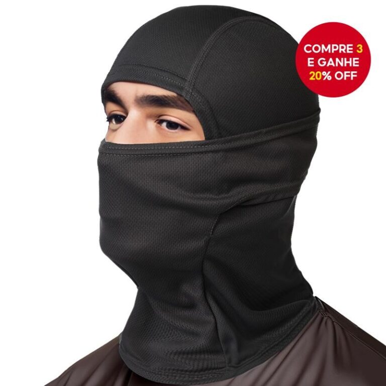 Máscara Balaclava Preta para Motocicleta, Respir