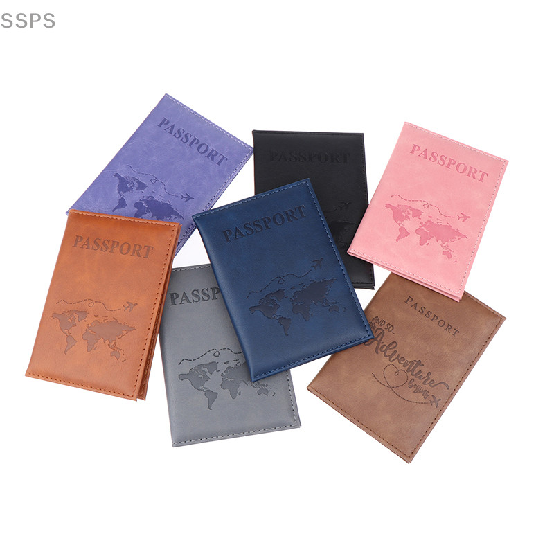 [SSPS] Capa De Couro Para Cartão Unissex Nova Moda Simples Passaporte Mundo Fino Porta-De Viagem Car