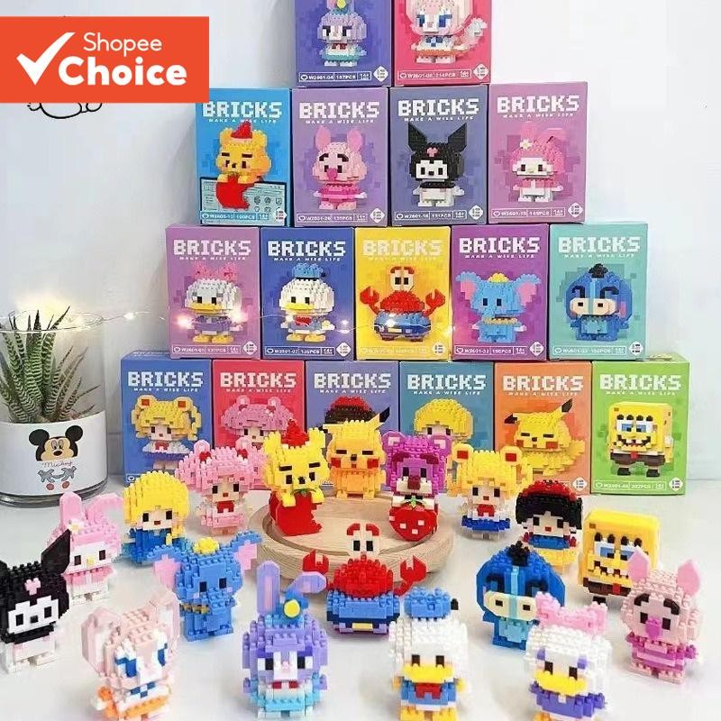Kit De Blocos De Construção Nano DIY 50 Em 1 , Micro Personagens De Desenhos Animados Com Expositor