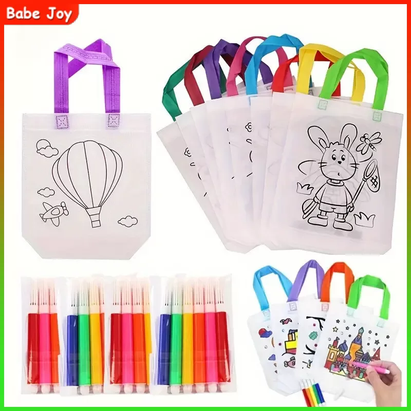 10 pcs Bolsas diy Coloridas de Material Não Tecido Saco de Noel Coloração para Crianças de Presente