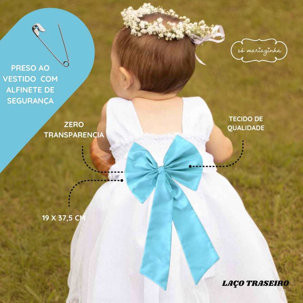 Laço AZUL BEBE Para Vestido Decoração Acessório De Vestido Festa Em Tafeta tamanho unico REF4205