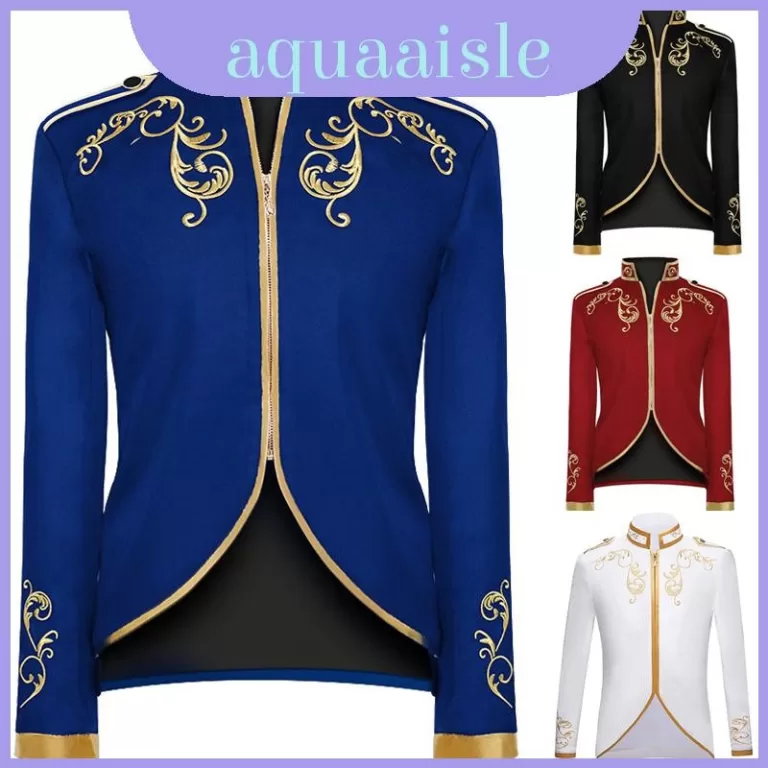 Elegante Masculino Palácio Príncipe Ouro Bordado