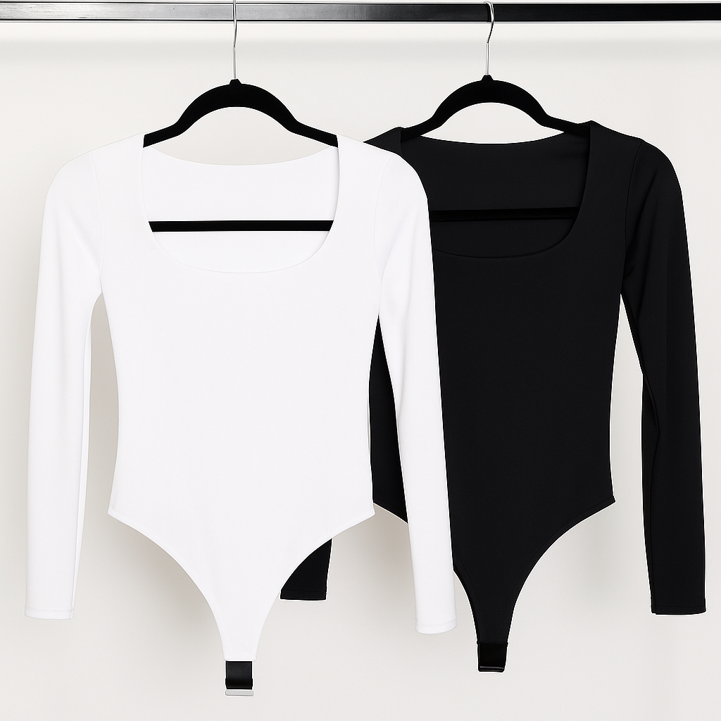 Kit 2 Body Feminino Manga Longa Inverno Forrado Suplex Casual