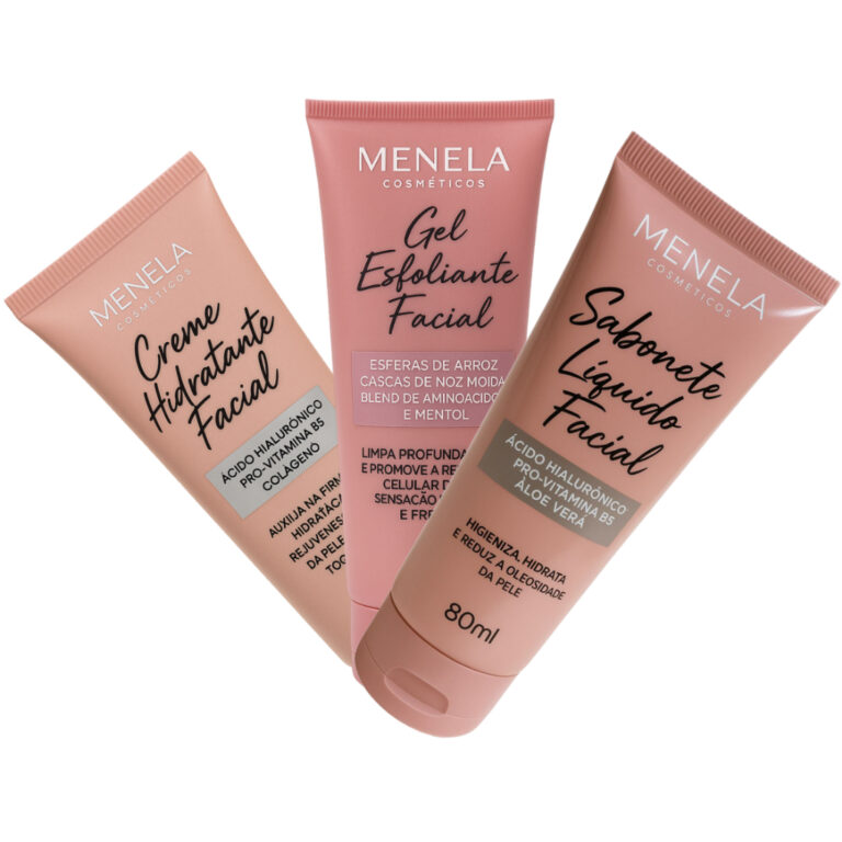 Kit Facial MENELA com 3 Itens  Limpeza, Esfoliaç