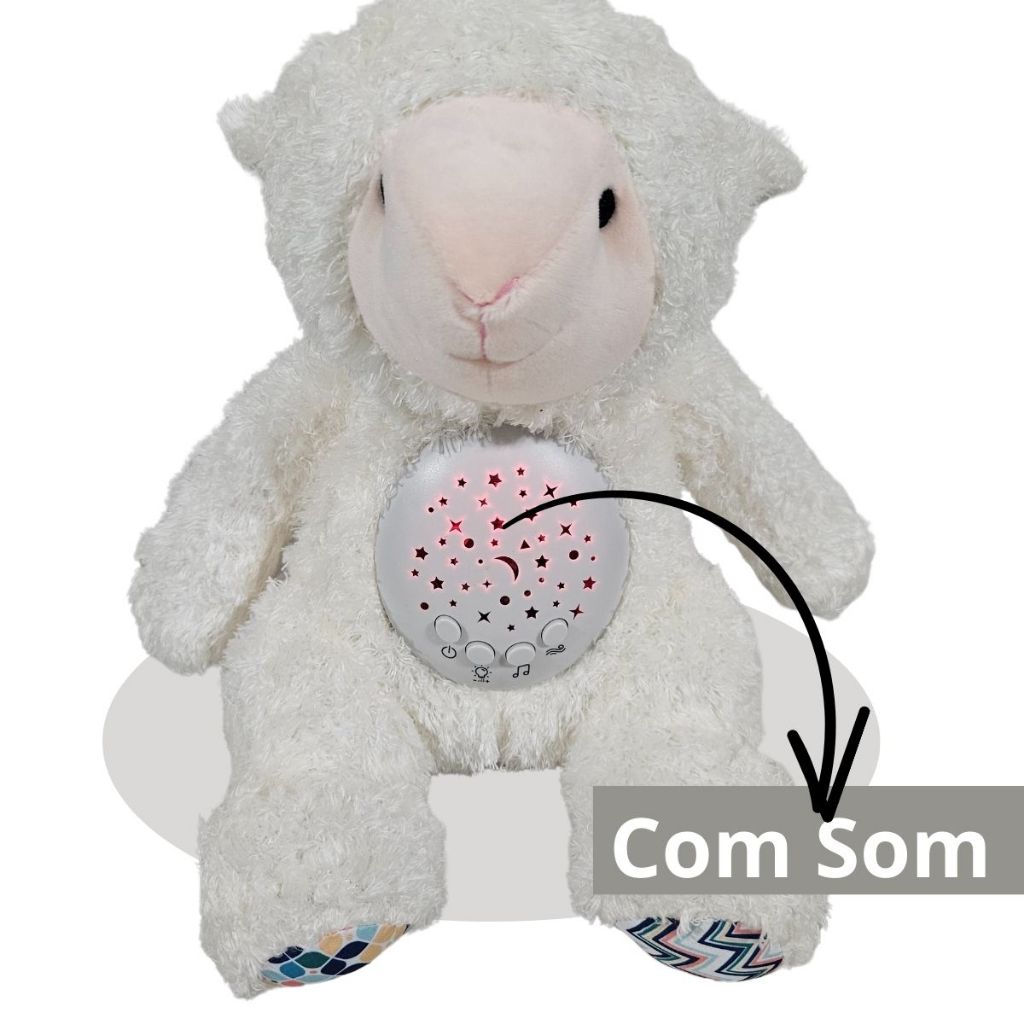 Brinquedo De Ninar Pelúcia Projetora Cordeirinho C/ Luz E Som – HK Brinquedos