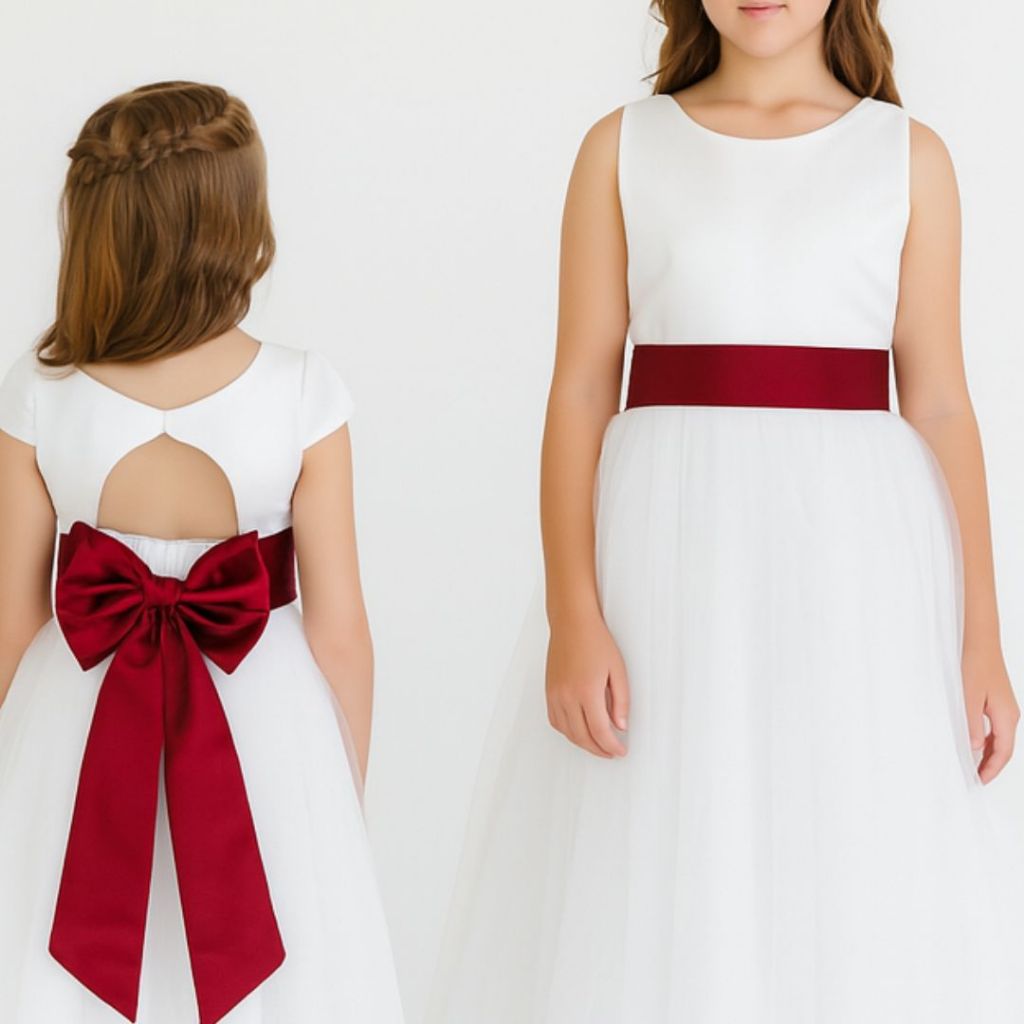 Faixa e Laço para Dama de Honra Marsala Vinho Acessorio Infantil para vestido REF4196