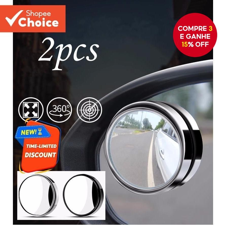 Espelho Retrovisor Auxiliar Montado Convexo , 2 Peças , Rotação De 360 Graus , Grande Angular , Mold