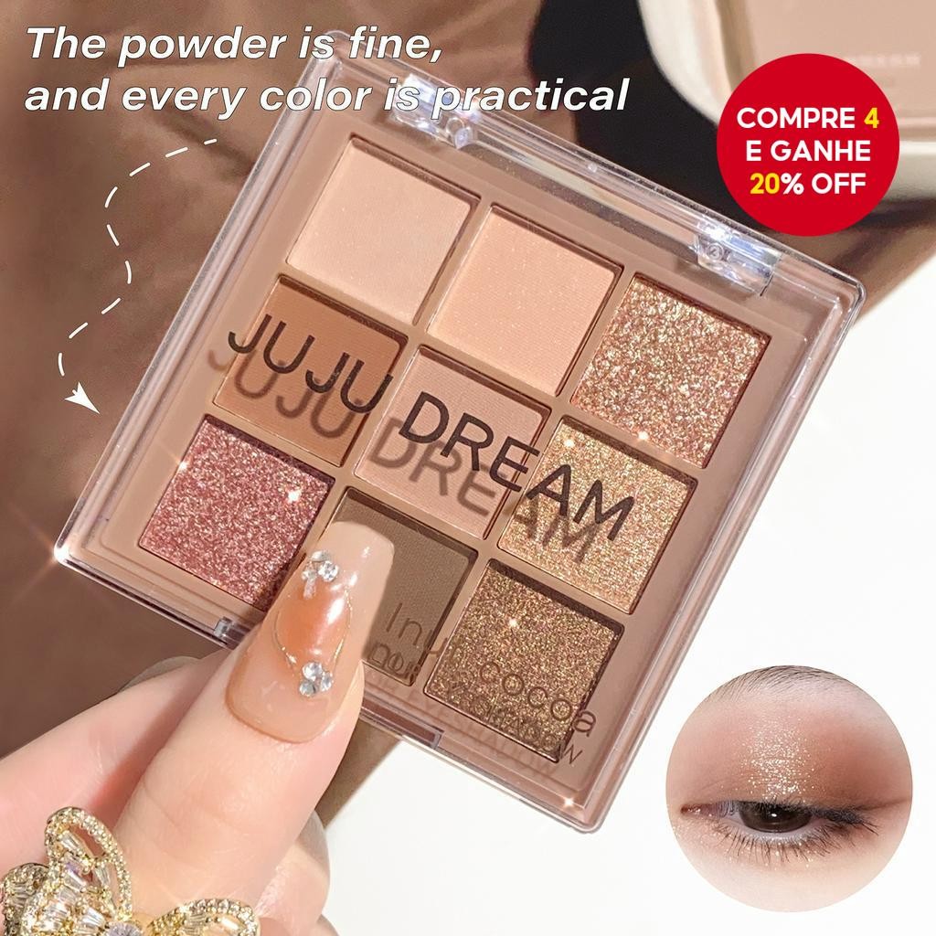 Paleta De Sombras De 9 Cores-Maquiagem Fosca/Brilhante , Tons De Cacau E Avelã