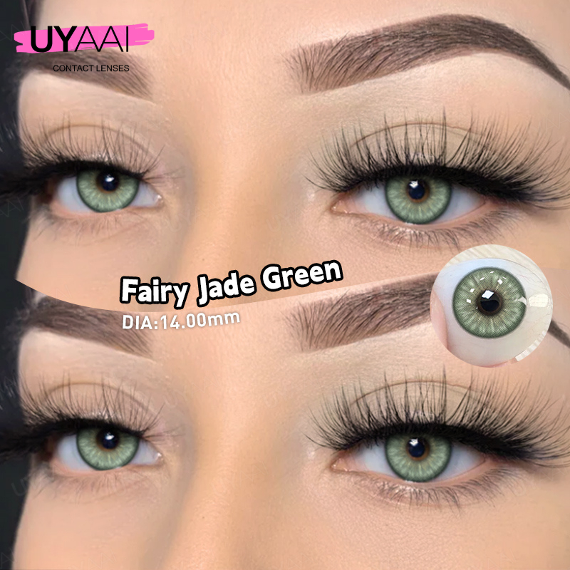 UYAAI 2pcs/1pair New Russian Girl Pro Seriers Arrival Lentes De Contato Coloridas Naturais Verdes Us