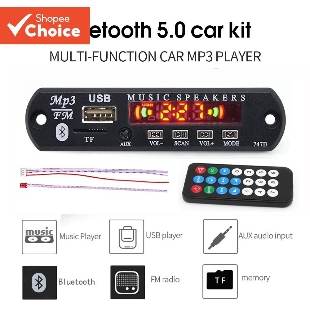 Bluetooth 5.0 MP3 Player Placa Deco Para Carro Rádio FM TF USB 3.5mm Módulo AUX Receptor Amplificado