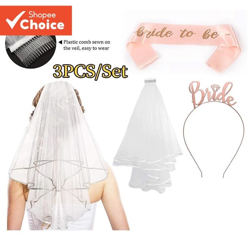 Kit De Despedida De Solteira Para Noiva-Faixa , Véu , Tiara , Banner E Muito Mais