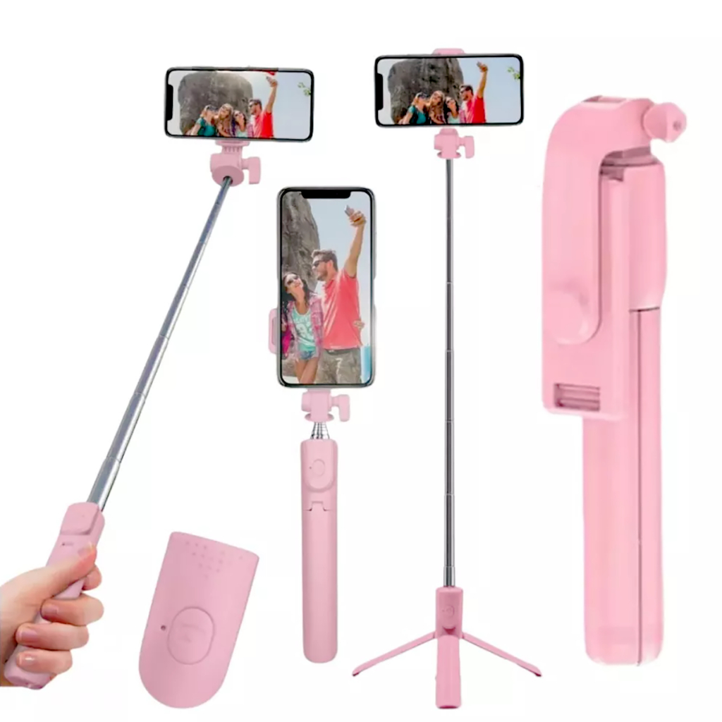 Pau de Selfie Bastão Tripé Retrátil com Luz LED e Controle Bluetooth para Celular