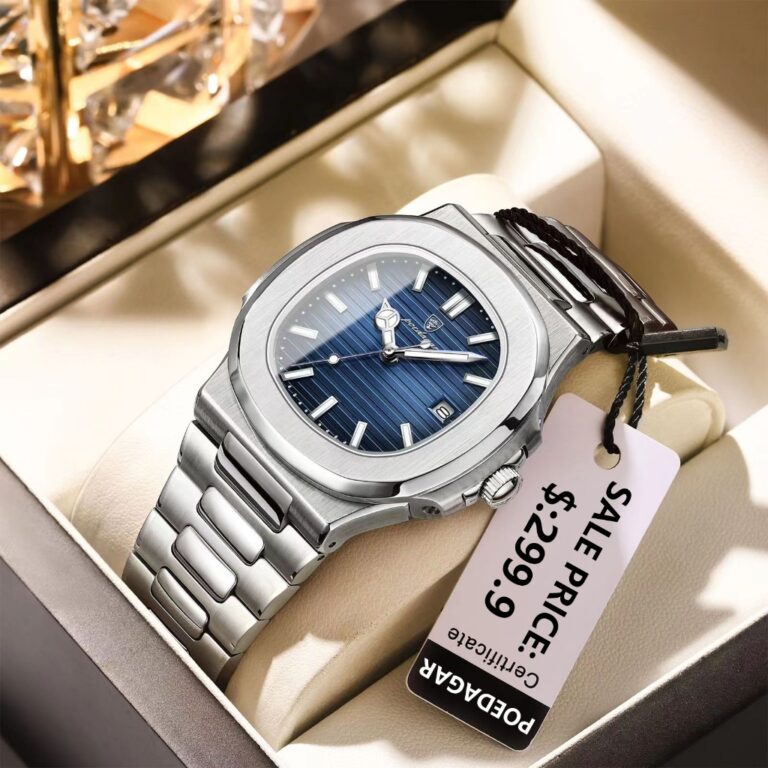 POEDAGAR Relógio Masculino De Luxo De Aço Inoxid