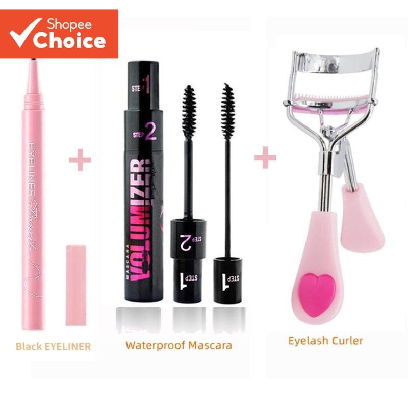 Conjunto De Maquiagem Para Os Olhos 3 Em 1 , À Prova Dágua , Modelador De Cílios , Rímel , Delineado
