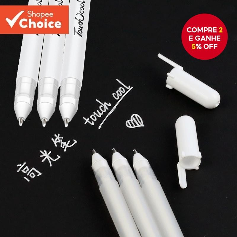 Canetas De Destaque Brancas De 1/3/5 Pacotes-Marcadores De Arte De 0.8 Mm Para Desenho Criativo , Es