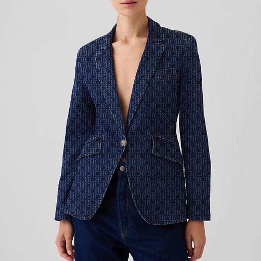 Jaqueta Femme Manga Comprida Um Botão Vintage Outono Denim Blazer Outwear Feminino Cowboy Casaco Bás