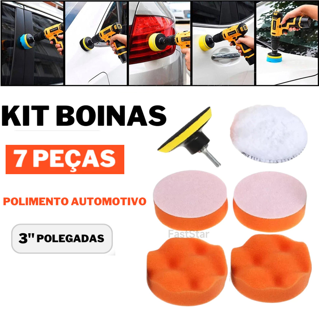 7 Peças Kit Polimento para Furadeira/Polimento de Carro/Kit de Esponja de Polimento