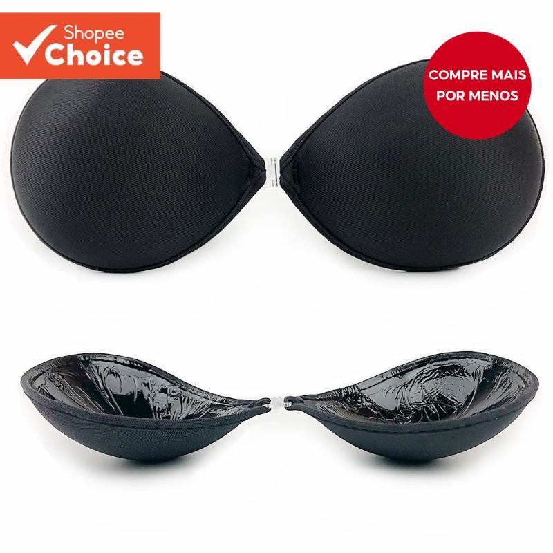 Capas Para Mamilos Com Fecho Frontal-Copo Redondo , Push-Up Sem Alças (Bege/Preto)