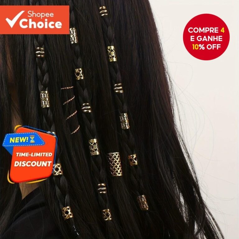 40 Peças De Anéis De Cabelo Ocos De Metal Para D