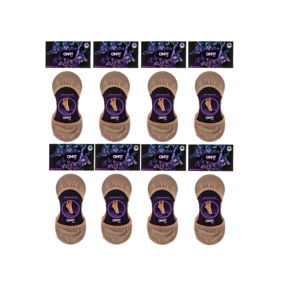 KIT MEIAS ONFIT MINI 8 PARES ALGODÃO NUDE BEGE TAM 36 á 39