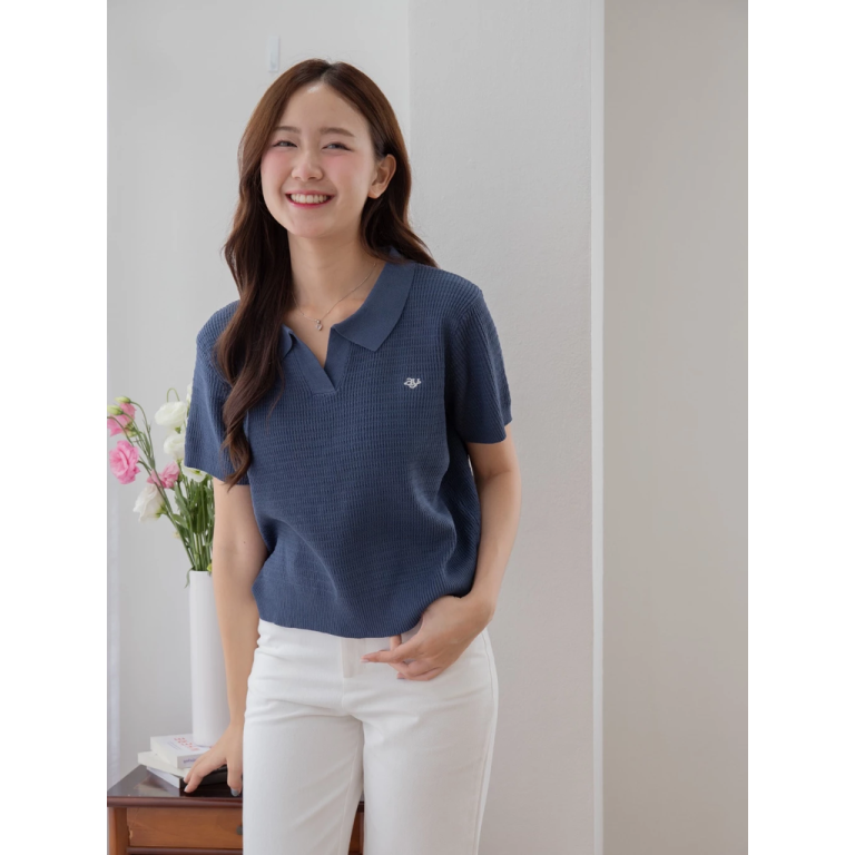 Camisa pólo clássica de malha sólida, com borda