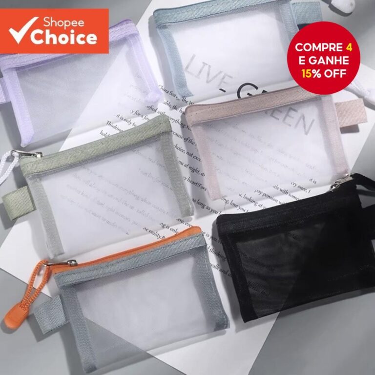 Mini Porta-Cartões Bolsa Transparente De Moedas A
