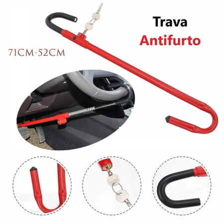 Trava Carneiro Antifurto Pedal E Volante De Aco Pa