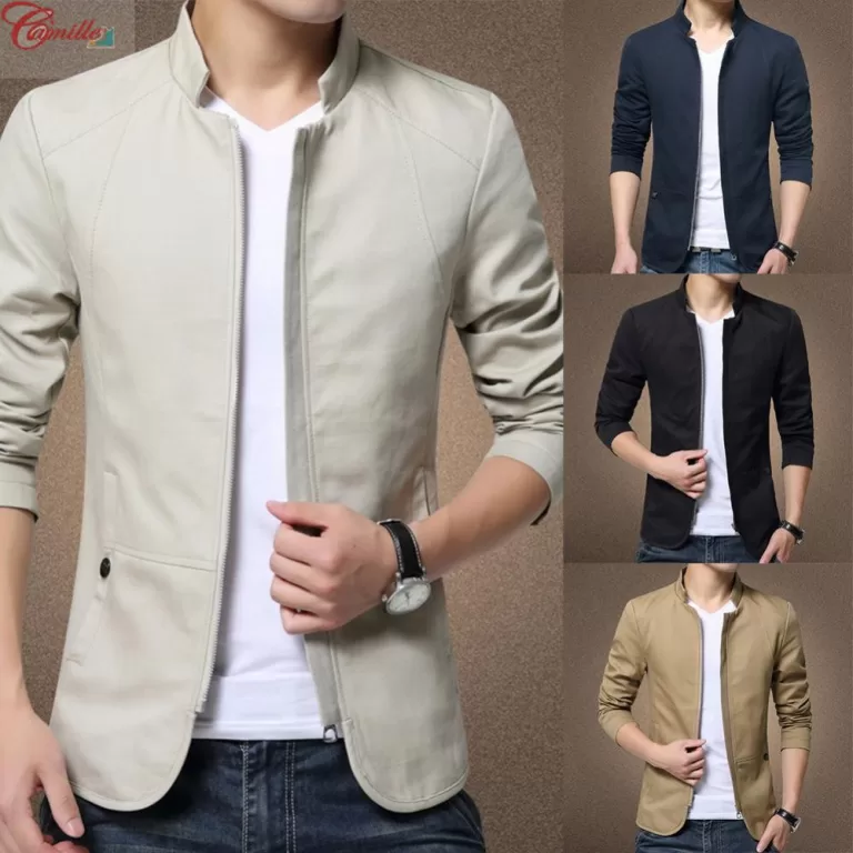 Blazer Casual Masculino com Gola, Jaqueta, Ajuste 