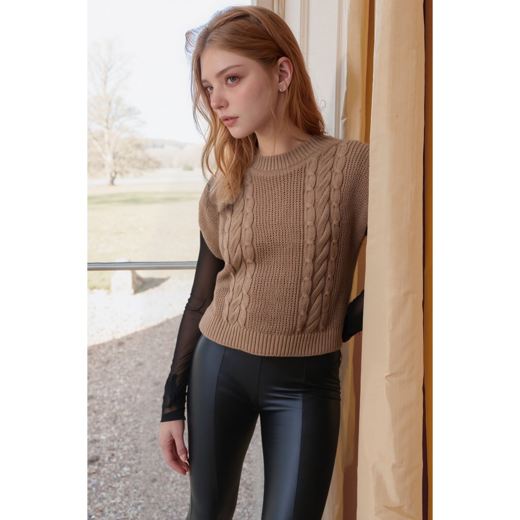 Colete Tricô Tricot Feminino com Trança Tendência 2026