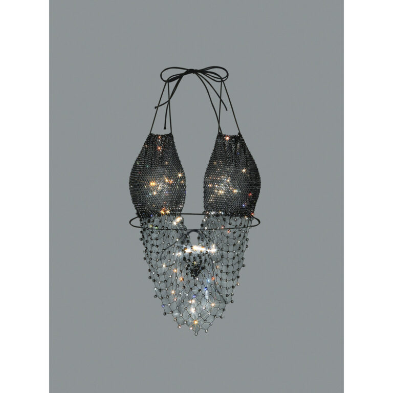 2025 novo estilo Fishnet strass estilingue costura