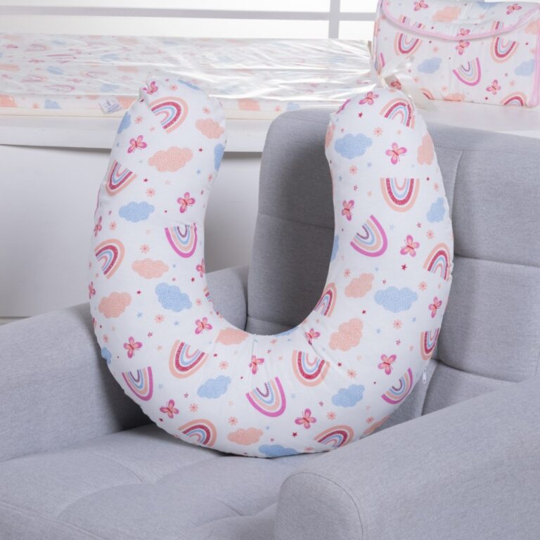 Almofada de Amamentação menina arco íris floral
