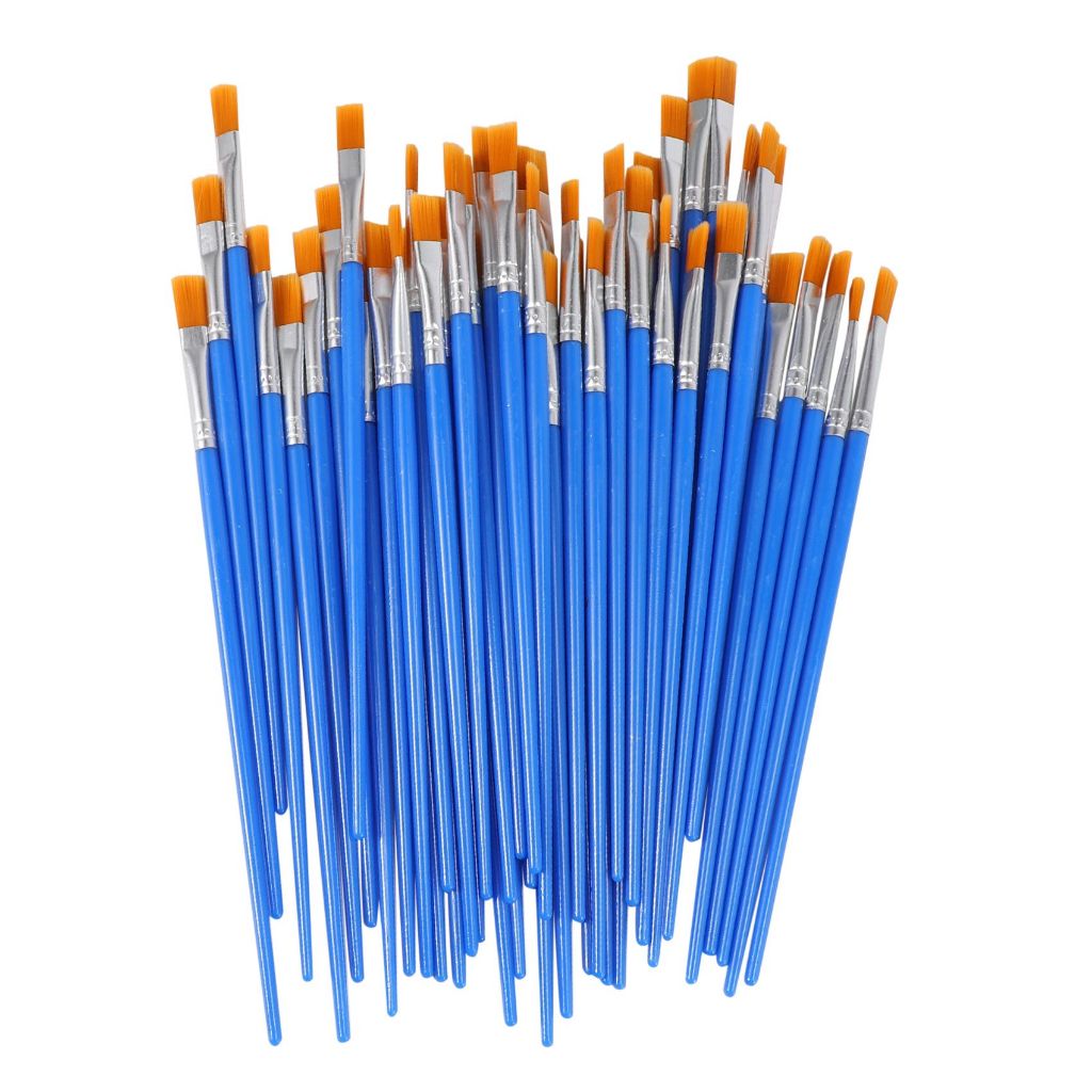 Conjunto De Pincéis De Pintura 50 Pcs Kids Nylon Cabelo Plano Pequenos Kits De Aquarela A Óleo Grane