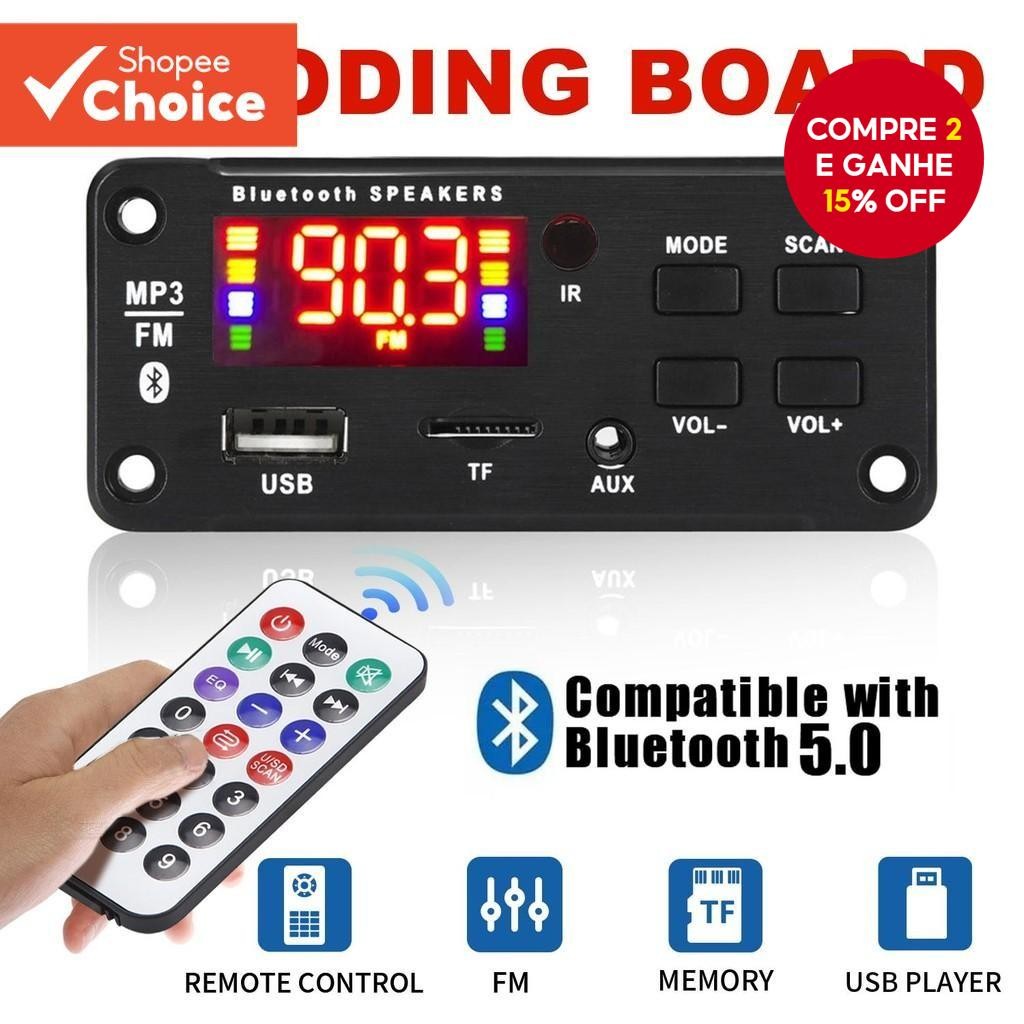 [Shopee Choice] DC 12V Sem Fio Bluetooth 5.0 Placa mp3 Módulo De Áudio Estéreo HiFi USB TF Rádio mp3