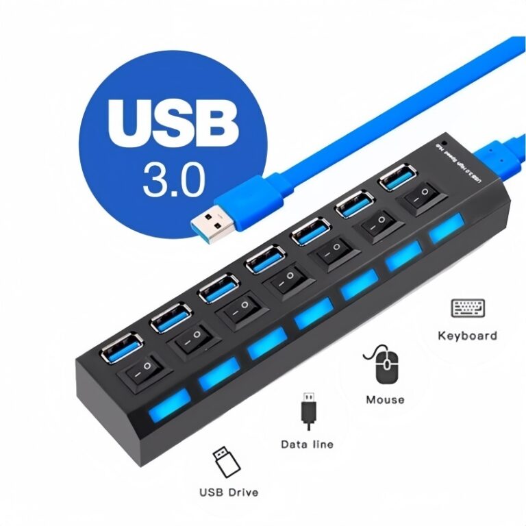 Tira De Extensão De Hub Usb 3.0 7 Portas Com Inte