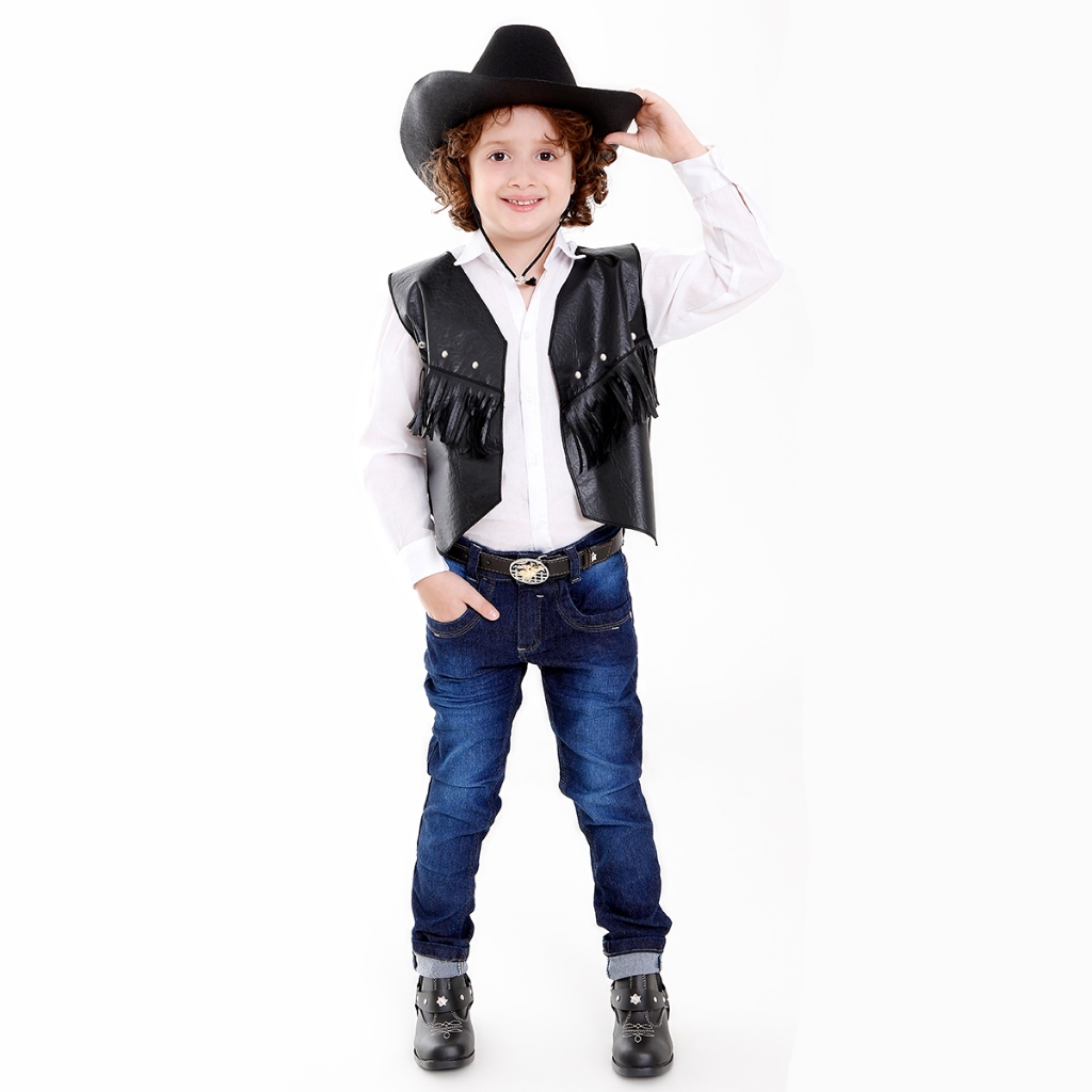 Kit Colete Com Chapéu Infantil Country Festa Junina Unissex