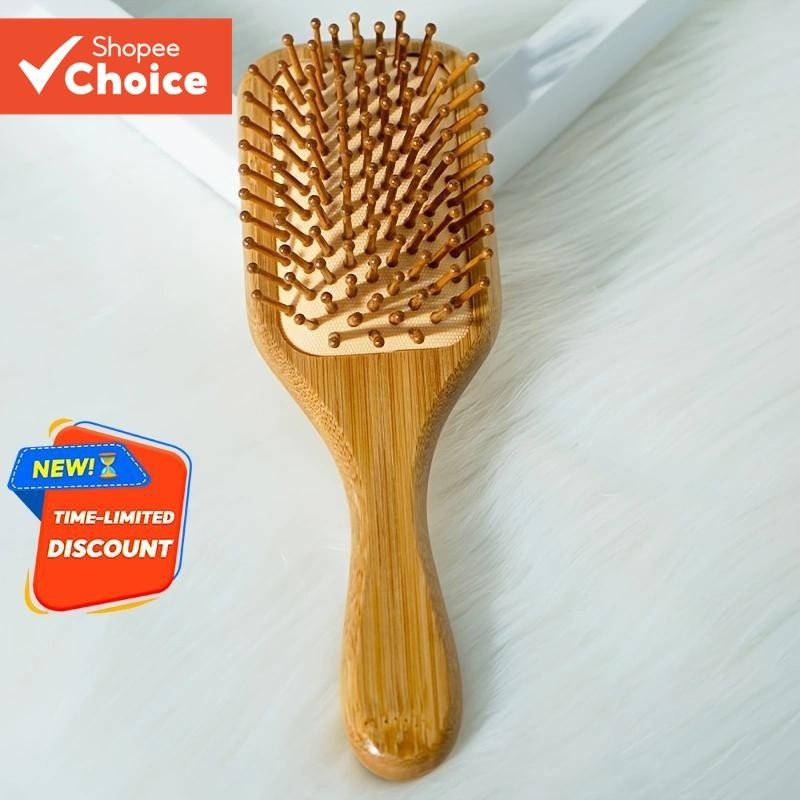 Escova De Cabelo De Bambu Antiestática Massagem No Couro Cabeludo Almofada De Ar Ferramenta De Estil