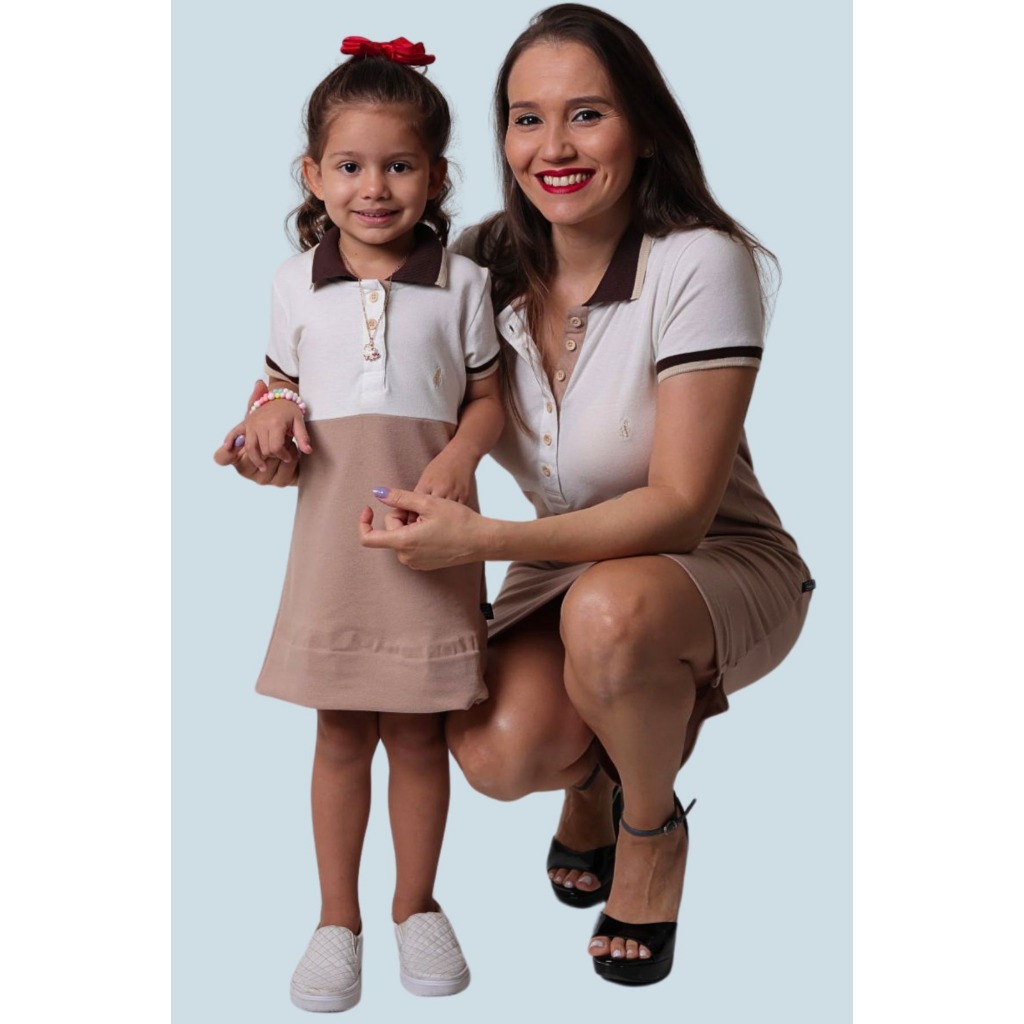 Kit tal mãe tal filha vestidos polo Off White