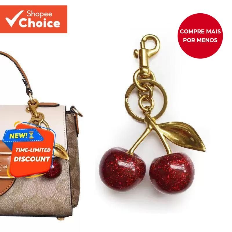 Cereja Bolsa Feminina Charme Carro Chaveiro Presente Dos Namorados Metal Vermelho Adorável