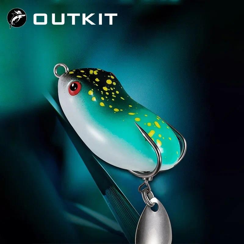 OUTKIT Mini Sapo Macio Isca De Pesca Spinner Metal Lantejoulas Duplo Gancho Trovão Isca7/12g Topwate