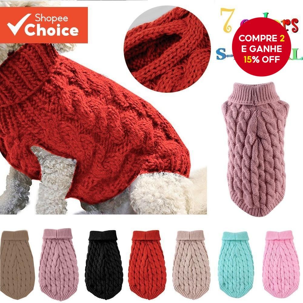 Suéter Quente de Inverno para Cães e Gatos Pequenos e Médios, Tricô de Gola Alta.