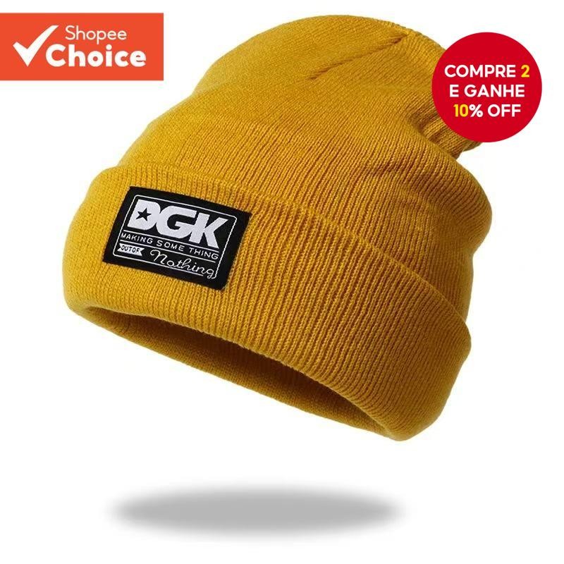 Chapéu De Esqui Unissex De Lã Com Letras DGK  Gorro Sem Aba De Malha Térmica Para Esportes De Invern