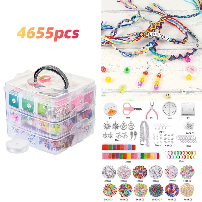 Kit 4655 Peças Miçangas Para Confecção De Joias E Pulseiras