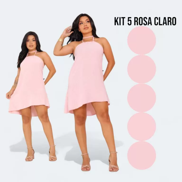Wistlefashion kit 5 Vestido Duna Midi Casual 5 Cor