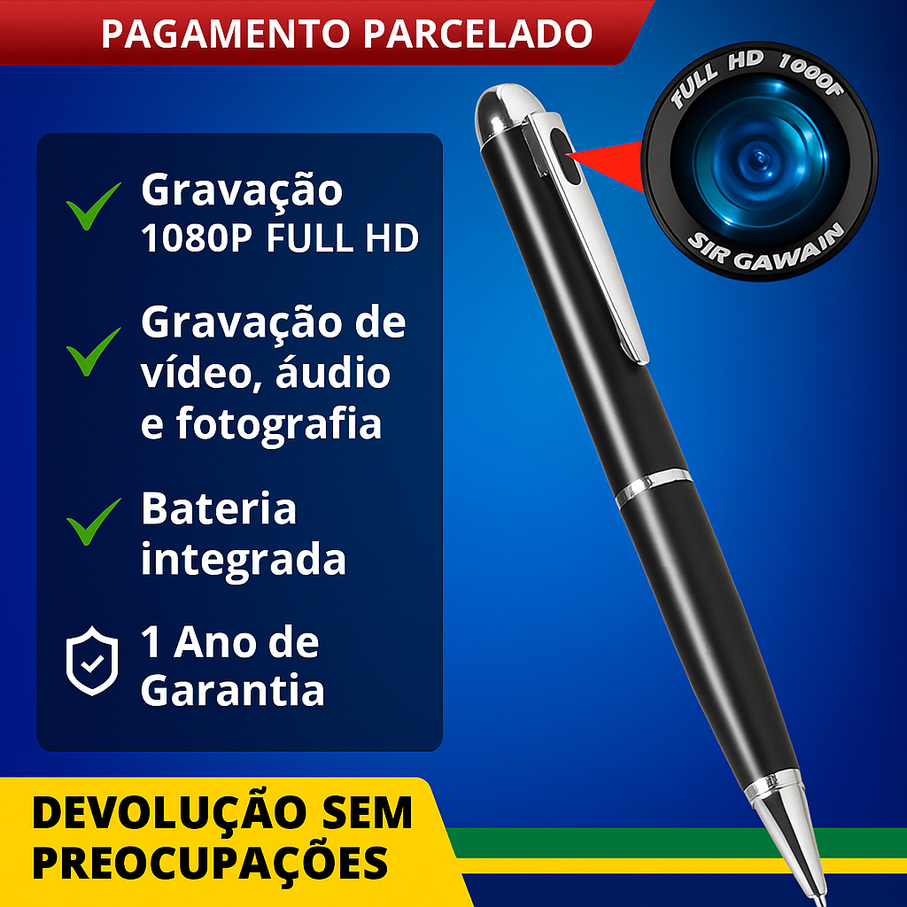 Mini Câmera Caneta 1080p HD DVR Gravador Vídeo Voz Segurança DV Foto Escondida Reunião Escritório