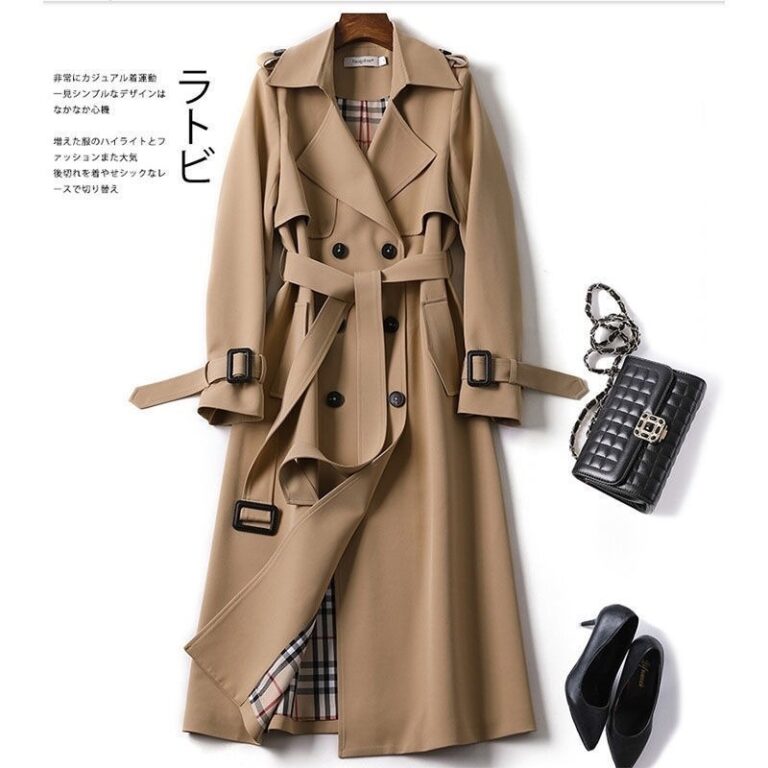 Médio Longo Cáqui trench coat Feminino Outono In