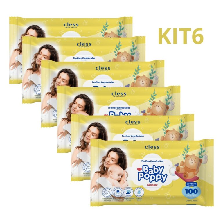 Kit C/ 6 Toalhas Umedecidas Baby Poppy Basic Cless