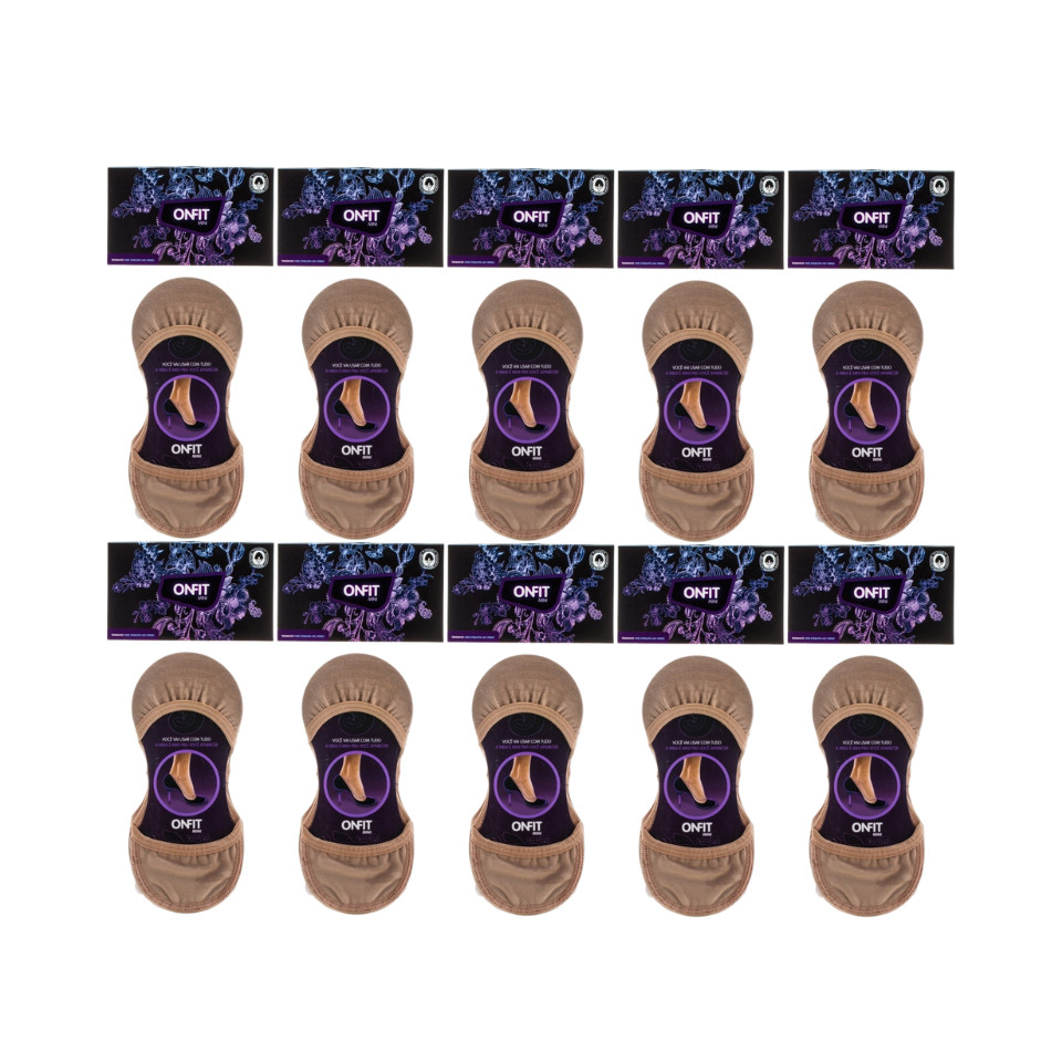 KIT MEIAS ONFIT MINI 10 PARES ALGODÃO NUDE BEGE TAM 36 á 39