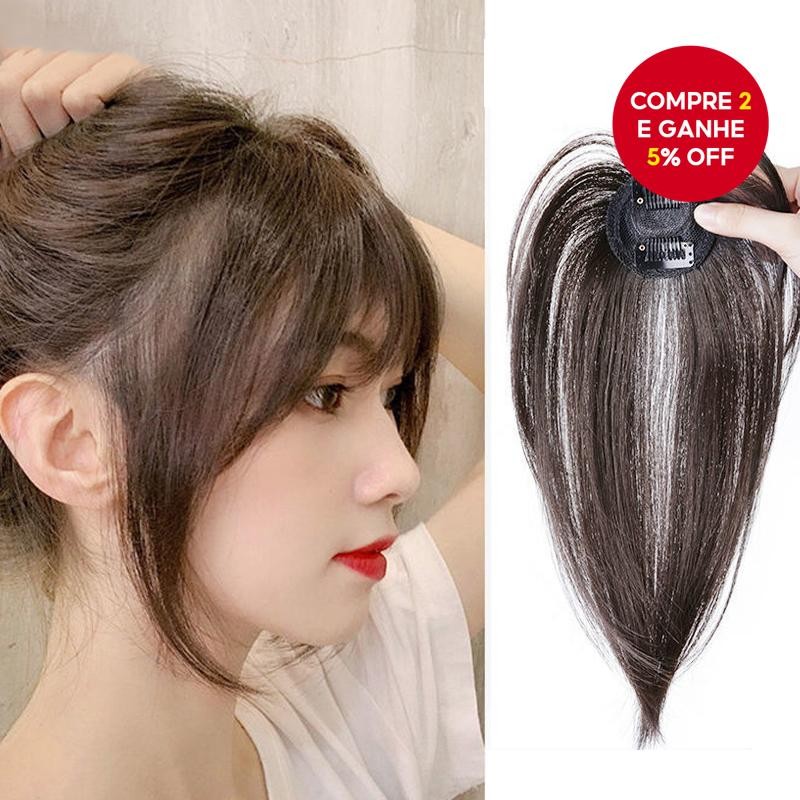 Topper De Cabelo Preto Natural De 12   Franja Fofa Com Clipe Para Mulheres , Peça De Invisível Sinté