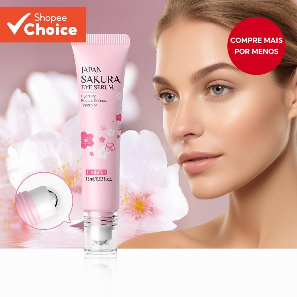 LAIKOU Japão Sakura Eye Serum Remove Bag Essência Fad e Rugas Anti-Inchaço 15ml
