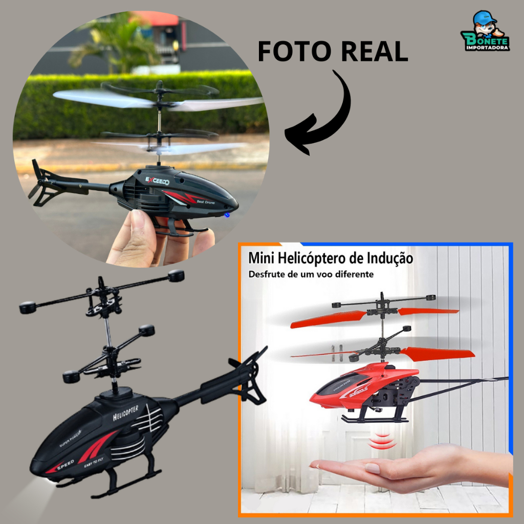 Mini Helicóptero brinquedo Com Luz e Sensor de Mão USB Recarregável